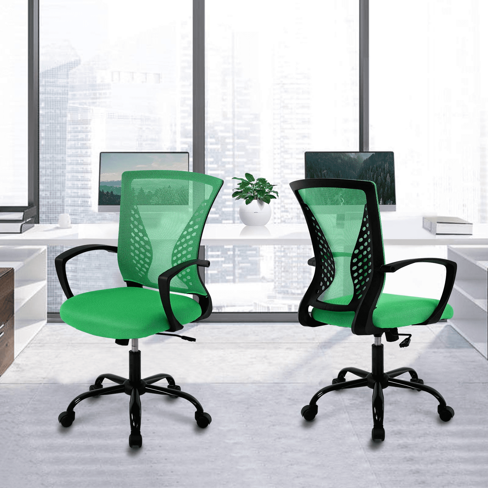 NiamVelo Ergonomic Office Chair Mid Back Mesh Desk Chair Adjustable Computer Chair with Lumbar Support & Armrest, Green