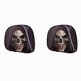 thumbnail image 5 of Halloween Grim Reaper Hooded Skull Car Headrest Covers, 2‑Pack Creepy Death Skeleton Face Print Vehicle Seat Head Rest Protector for Car Interior Halloween Decor, 5 of 5
