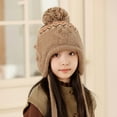 thumbnail image 5 of Cethrio Girls Knit Hats with Ear Flaps, Soft Warm Winter Windproof Beanies for Girl Khaki Size 4-10T, 5 of 5