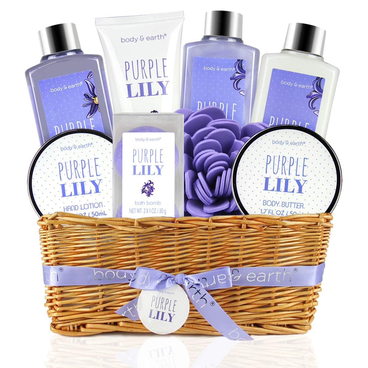 Bath Spa Gift Basket for Women Body & Earth 9 Pcs Bath and Body Set