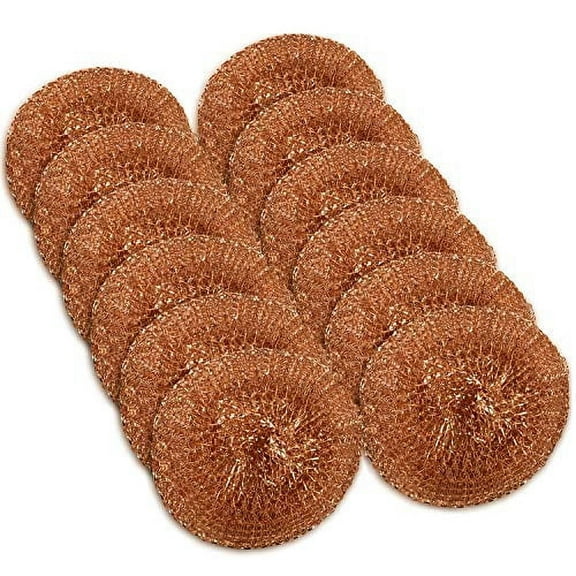 12 Pack Copper Coated Scourers by SCRUBIT - Scrubber Pad Used for Dishes, Pots, Pans, and Ovens. Easy scouring for Tough Kitchen Cleaning.