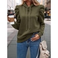thumbnail image 4 of Sudadera con Capucha de Larga Abullonada y Cordón Ajustable para Mujer, Estilo Informal, para Otoño e Invierno Verde M, 4 of 8