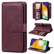 SaniMore Versatile Case for Samsung Galaxy A14 5G 6.6" 2023, Durable PU Leather Case Card Slots Flip Kickstand Magnetic Closure Anti-drop Shockproof Full Body Protective Wallet Business Case, Winered