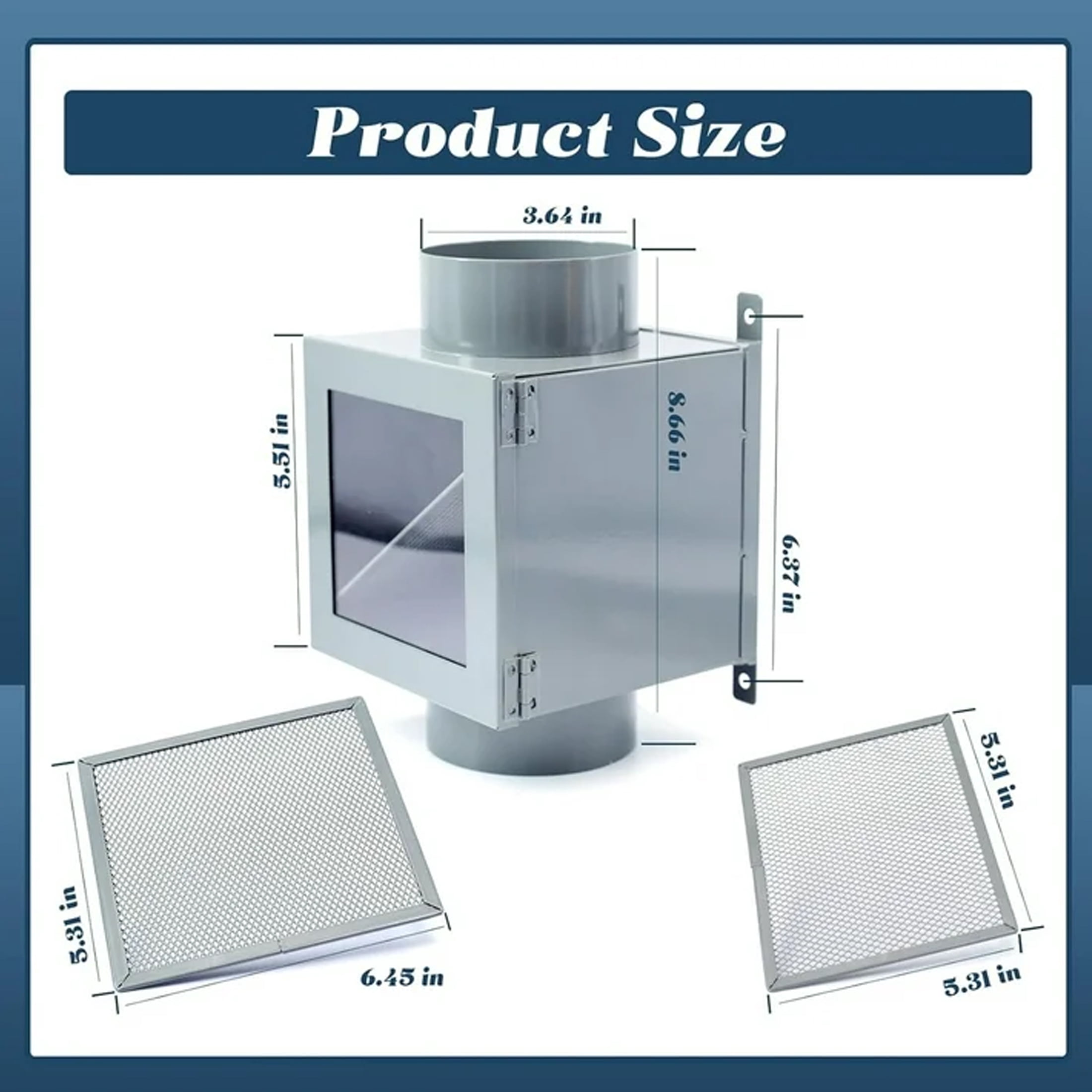 Metal Dryer Duct Lint Trap, Indoor Dryer Vent Kit Compatible with Electric Clothes Dryer with 4" 8FT Dryer Vent Hose 2 Clamps 2 Stainless Steel Mesh
