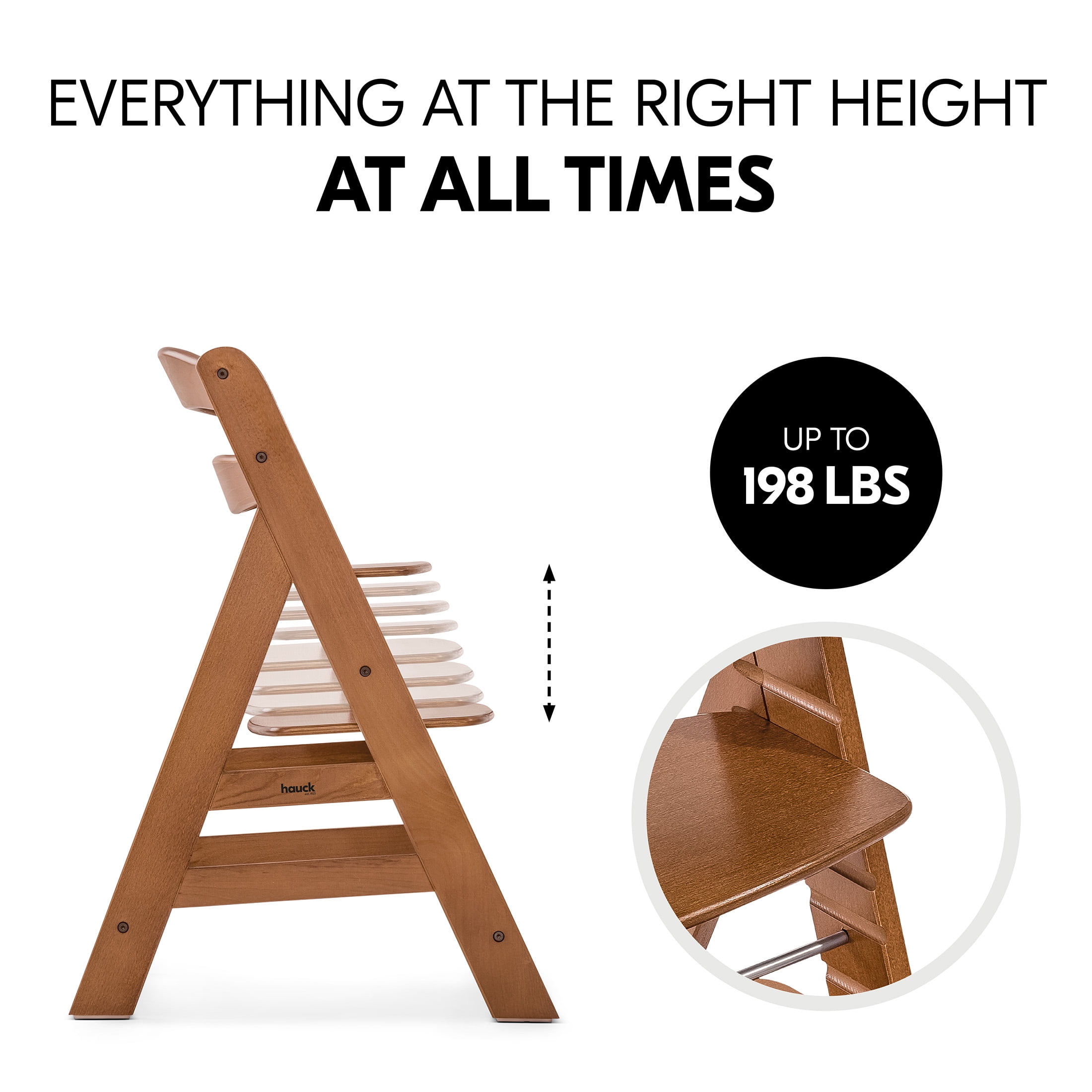 hauck Alpha+ Adjustable Wooden High Chair Set, Walnut