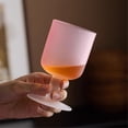 thumbnail image 4 of Copa de cristal rosa, 9,5 oz. Vasos de cristal esmerilado con tallo for agua, zumo, vino y cócteles., 4 of 7