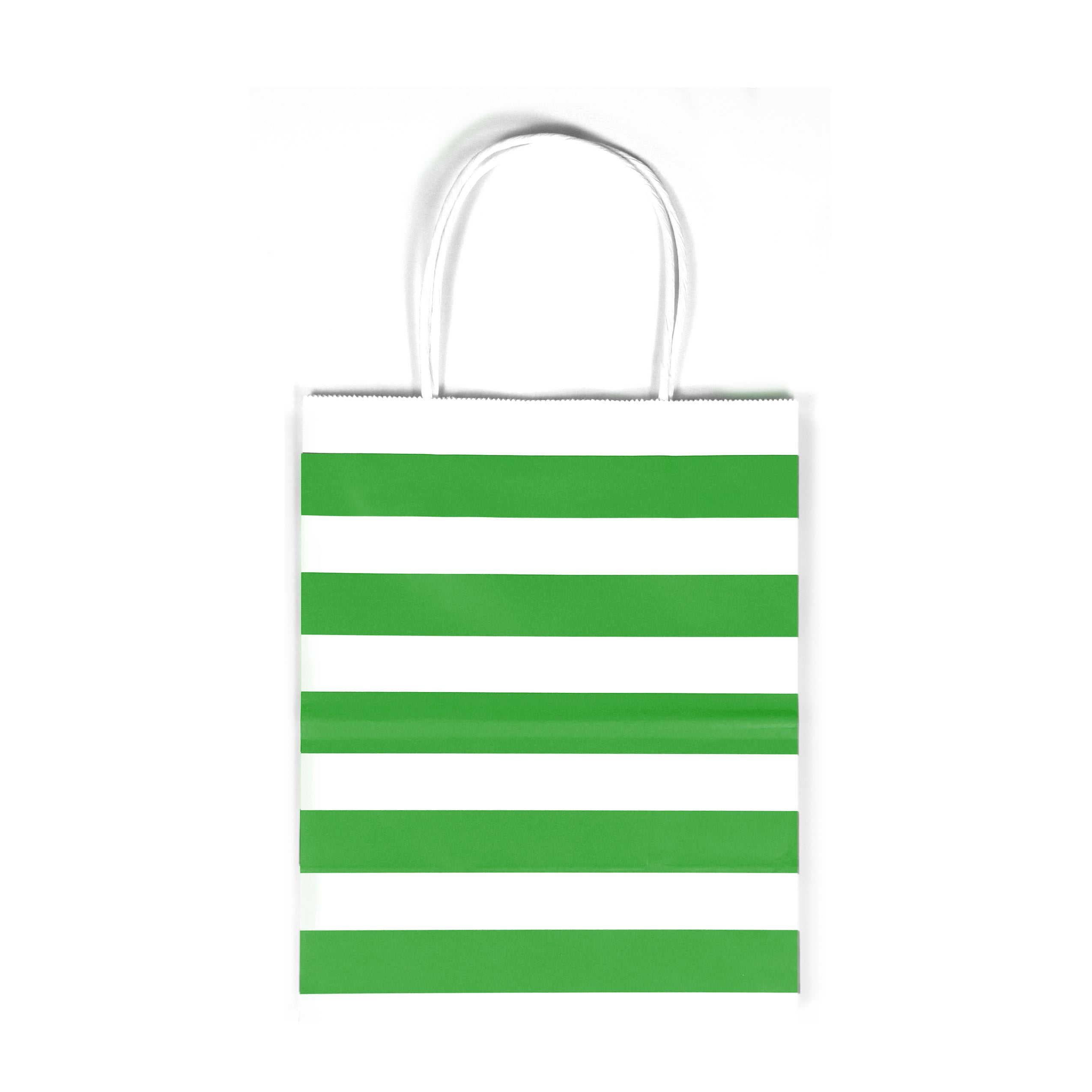 12Count Green Stripes Kraft Bags Gift Paper Bags with Handles