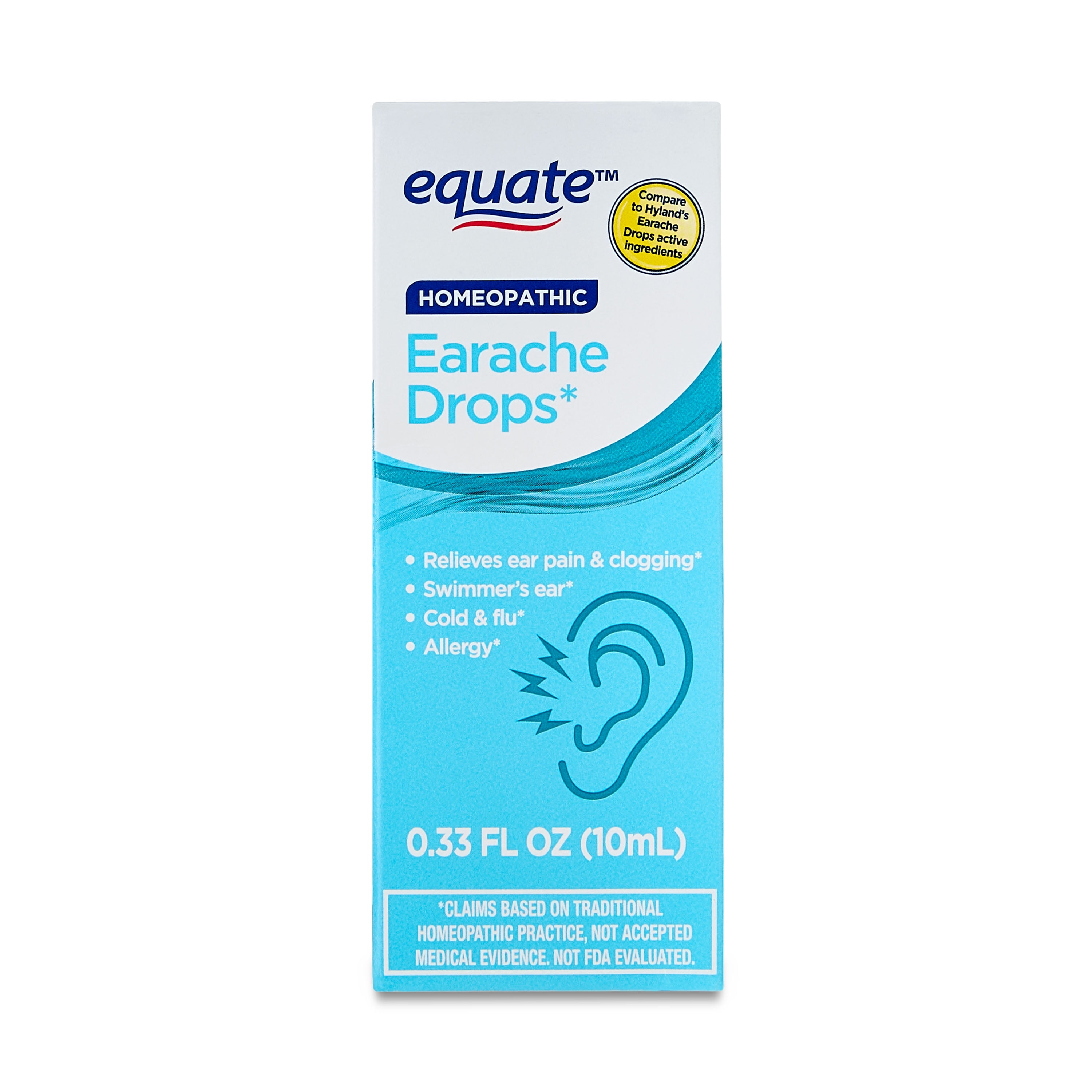 (6 pack) Equate Homeopathic Earache Drops, 0.33 fl oz, Compare to Hyland's Earache Drops Active Ingredients