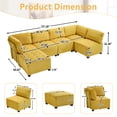 thumbnail image 5 of MOONMISS U-Shaped Corduroy Upholstered 6-Seat Convertible Modular Sectional Sofa Fit for Living Room-Yellow, 5 of 5