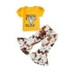 thumbnail image 1 of Leggings Para Niños Medias Para Bebés Camiseta De Manga Corta Con Letras Para Niñas Top Pantalones Acampanados Florales Leggings Amarillo Odeerbi  LM103-1369, 1 of 9