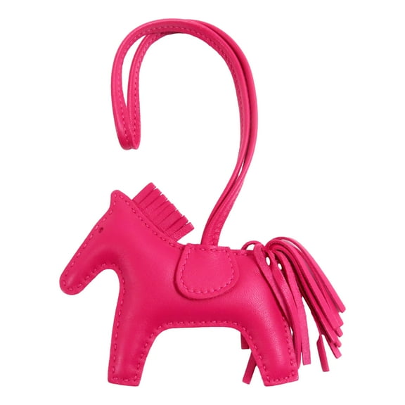 Pre-Owned Hermes Rodeo Pink Soft Leather Horse Charm Keychain