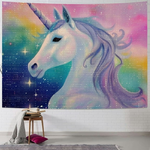 Autua Unicorn Stars Rainbow Tapestry Wall Hanging Unique Style | Graphic Tapestries Home Wall Decor Art for Living Room Bedroom Apartment Farmhouse Dorm - Dorm Decorations | Wall Tapestry 40x30inch