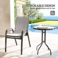thumbnail image 4 of 3-Piece Outdoor Bistro Set, Stackable Mesh Armchairs and Round Tempered Glass Table, Powder-Coated Steel Furniture for Small Patio, Balcony, Garden and Porch, Light Grey, 4 of 7