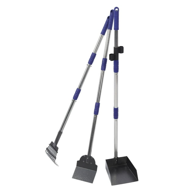 Dog Poop Tray Rake Shovel Set, Portable Pet Poop Scooper for Pet Supplies Black,Blue