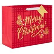 Hallmark Large Christmas Gift Bag (Gold Merry Christmas on Red Plaid)