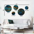 thumbnail image 4 of Designart "Melodies of Boho Blue And Gold I" Boho Feather Metal Wall Art Set of 5 Piece, 4 of 5