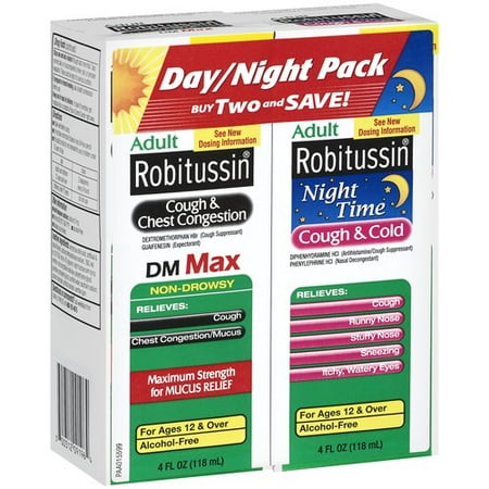 Robitussin Cough & Chest Congestion DM Max/Night Time Cough & Cold Day/Night Pack, 2ct