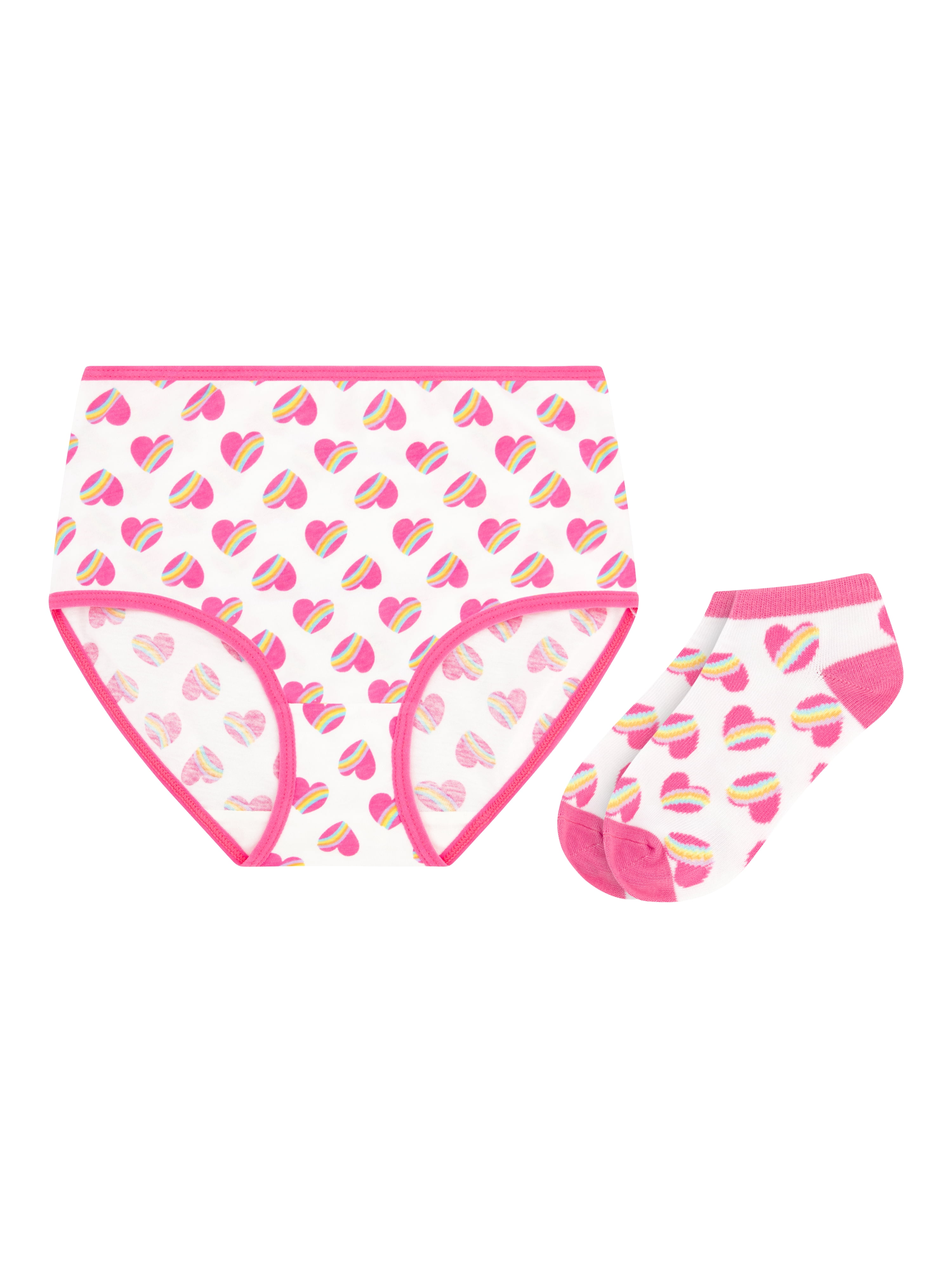 Wonder Nation Girls Cotton Underwear & Socks Bundle, 14-Pack, Sizes 4-16