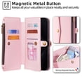 thumbnail image 5 of Compatible with Google Pixel 9 / 9 Pro Crossbody Wallet Case,Flip Folding Kickstand,With Card Slots,Long Strap&Short Strap,Zipper Pocket,Shockproof Heavy Duty PU Leather Phone Case,Pink, 5 of 8