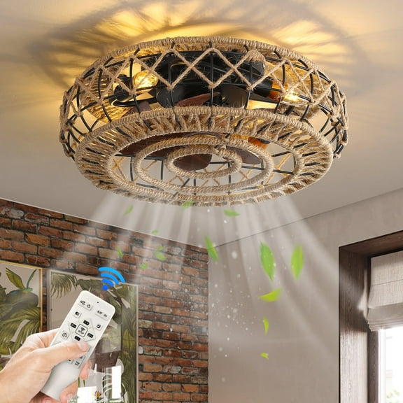 18" E26 Bulbs Caged Ceiling Fans with Lights Remote for Bedroom, Kitchen, Dining Room