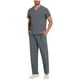 thumbnail image 2 of Ceisia Men's Solid Color V-Neck Nurse Uniform Set, Short Sleeve Scrub Top with Elastic Waist Pants for Healthcare Professionals Gray XXL Gifts, 2 of 7