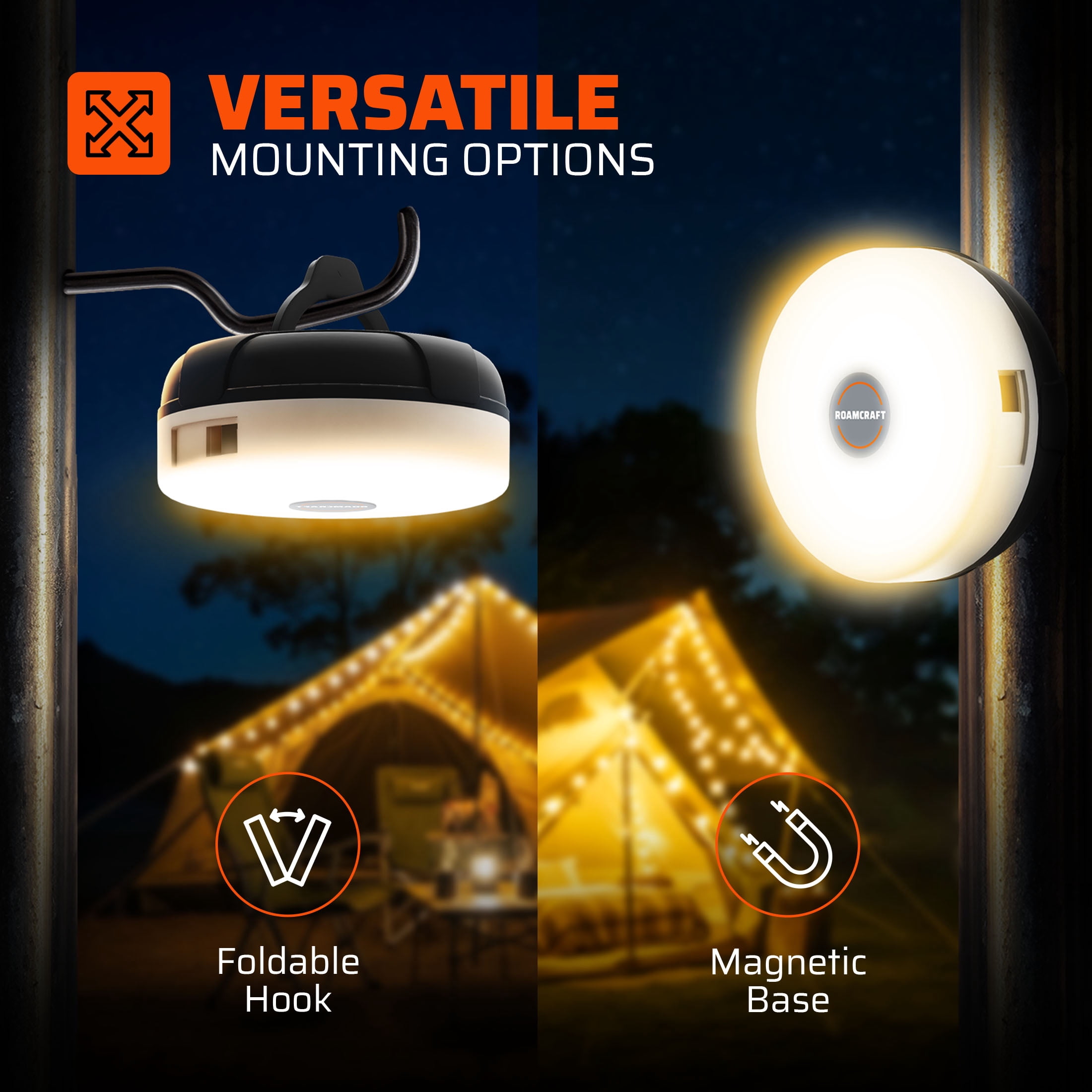 Roamcraft™ Portable LED Camping String Light with Built-in Power Bank - 250 Lumens, 32 ft, 8 Modes