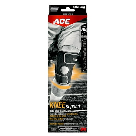 ACE Adjustable Knee Support with Side Stabilizers, Black,