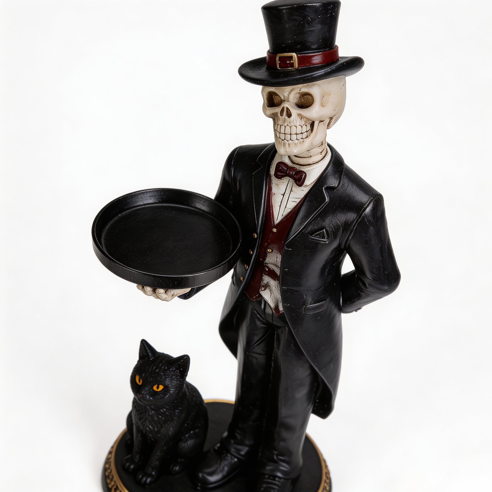 Alvantor Halloween Skeleton Statue with Tray Resin Butler Decor for Home Entryway