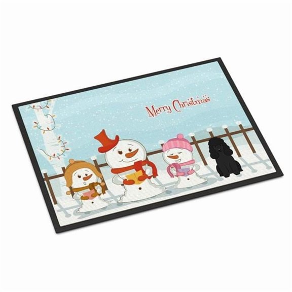 Merry Christmas Carolers Poodle Black Door Mat