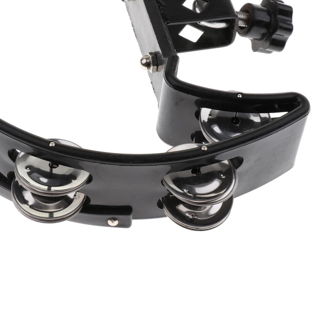 LeeQinersw Drum Accompaniment Accessory 4 Pairs of Stainless Steel Jingles Rattle Black