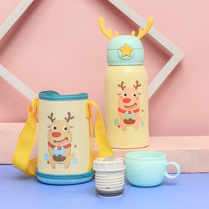 400ML Children Thermos Water Bottle Kids Thermos Mug Baby Duck Billed Straw  316 Stainless Steel Vacuum Flasks Tumbler Thermo Cup Capacity: 400ML,  Color: Blue