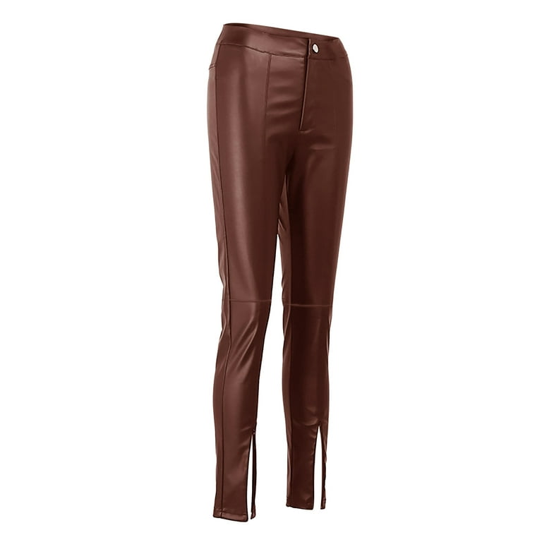 Pgeraug leggings for women Leather Leggings Pencil High Waist Skinny  Leather Leggings pants for women Black S 