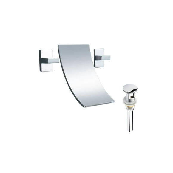 DROP Bath and Kitchen DR091446 Bathroom Sink Faucet with Unique shape in Chrome color from Waterfall series - includes Drain with overflow
