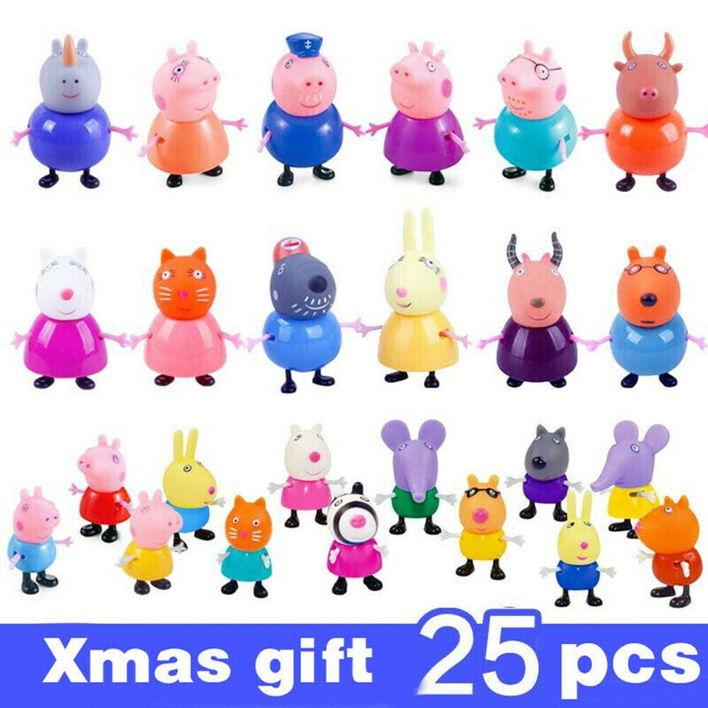 25Pcs/Set Peppa Pig Family&Friends Emily Rebecca Suzy Action Figures Toys Gift