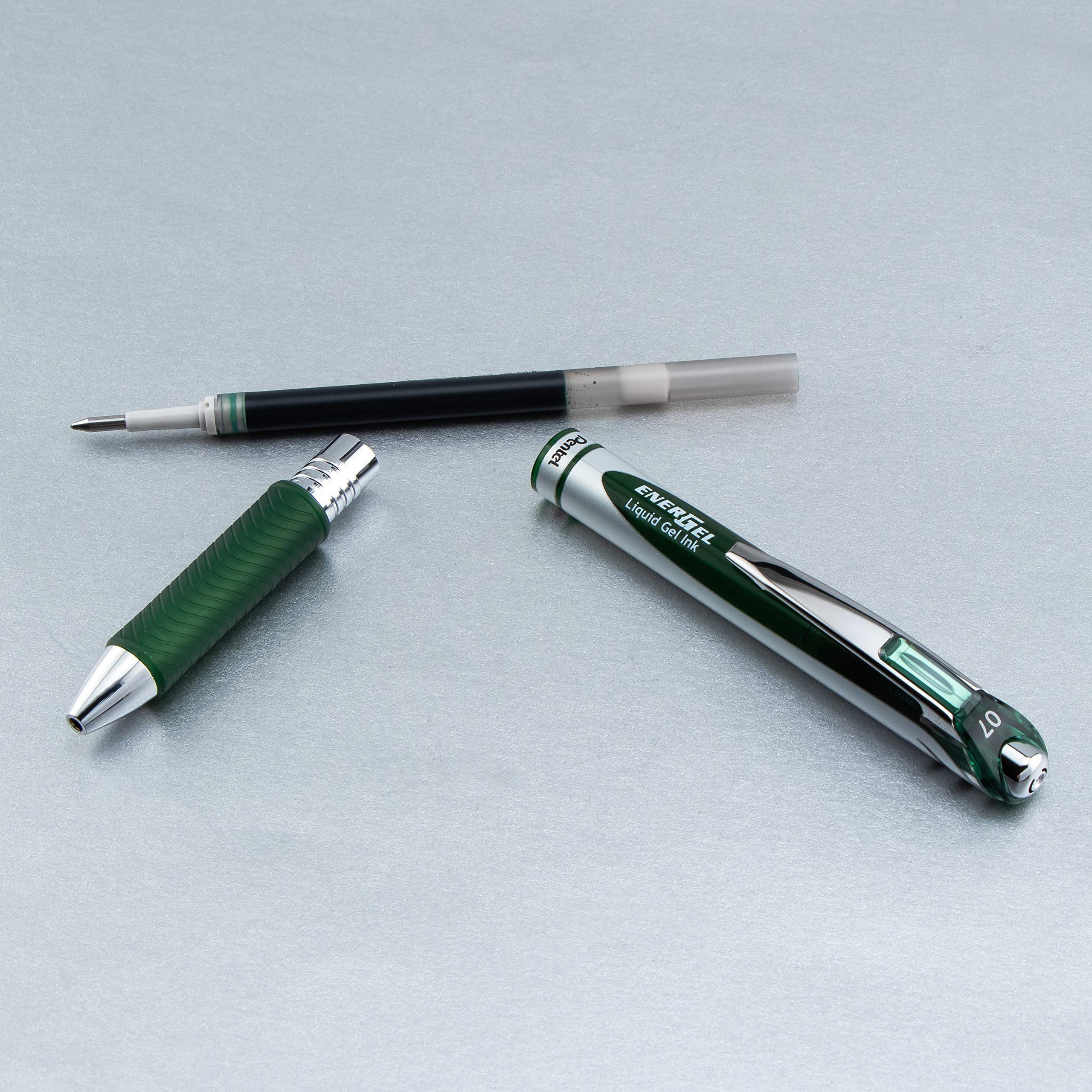 Pentel EnerGel RTX Retractable Liquid Gel Ink Pen, (0.7mm) Medium line, Forest Green Ink, Box of 12 Pens (BL77-D3)