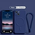 thumbnail image 1 of For Magsafe Magnetic Wireless Charge Case For iPhone 15 14 13 12 11 Pro Max Mini XR XS X Plus Soft Liquid Silicone Strap Cover Blue For iphone 12Mini, 1 of 6
