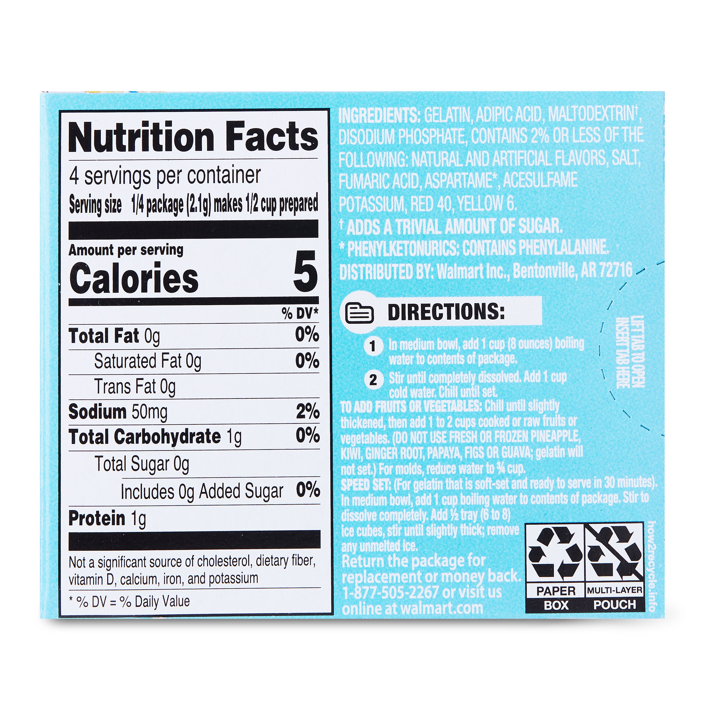 Great Value Sugar Free Peach Gelatin Dessert, 0.3 oz