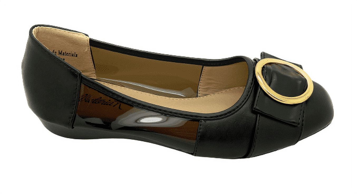 Victoria K Square Gold Black Medallion Wedge Flats (Women)