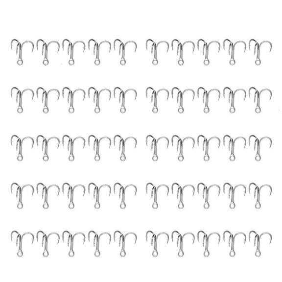 Necvior 50pcs Treble Hook Set Professional Barbed Fishing Hook Set Round Bend Hook