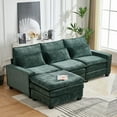 thumbnail image 5 of 99'' Cloud Couch Green Sectional Deep Seat L-Shaped Chenille Sofa with 4 Seats and Movable Ottoman, comfy sectional couches for living room, 5 of 10