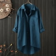 thumbnail image 4 of Fall Shirts for Women 2025 Solid Color Lapel Button Down Cotton Linen Loose Blouse Tops Long Sleeve Shirts for Women, 4 of 5