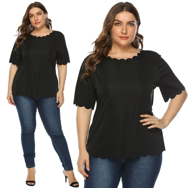 jovati Women Casual Summer Plus Size Short Sleeve T Shirt Top Blouse,Summer  Plus Size Loose Fitting Tops For Women Clearance Sale