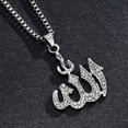 thumbnail image 4 of EOEMY Gold Plated Simulated Diamond Islamic Allah Pendant Necklace For Woman Man Chain-✘ Gold, 4 of 9