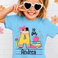 thumbnail image 3 of School Uniform Tshirts Kids Back to School Print Tee Short Sleeve Round Neck Top Girls T Shirts Sky Blue 10-11 Years, 3 of 5