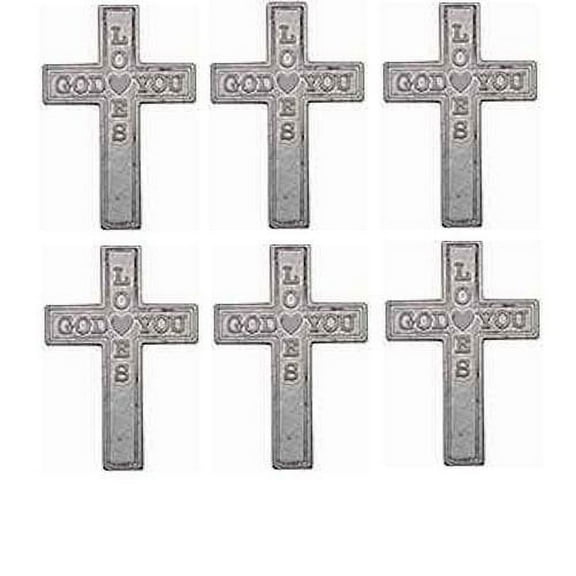 Pocket Crosses 'God Loves You' in Silver Metal Pack of 25