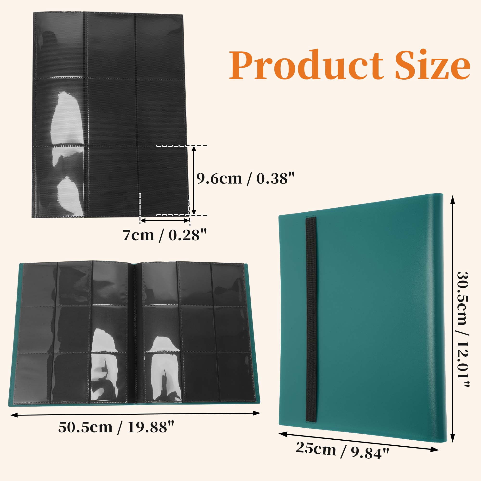 Unique Bargains Card Binder with 9 Pockets and 20 Pages ["Peacock Green"]