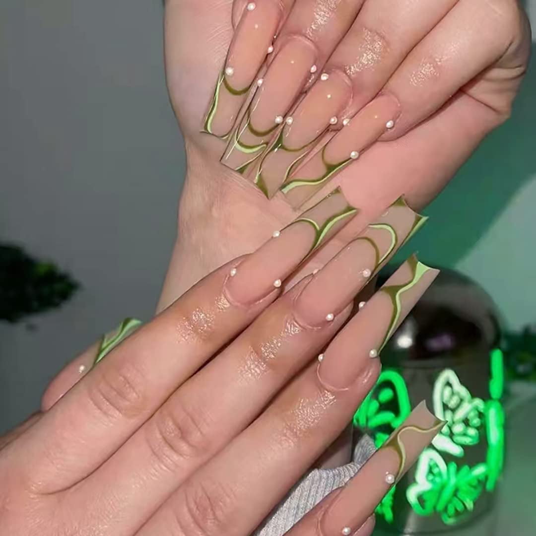 24 Pcs Design French Tip Press on Nails Long Coffin,Fake Nails with Nail Glue on Nails for Women,Pearl Green Swirl Acrylic Nails,Matte Full Coverage Coffin False Nails - Walmart.com 24 Pcs Design French Tip Press On Nails Long Coffin,Fake Nails With Nail Glue On Nails For Women,Pearl Green Swirl Acrylic Nails,Matte Full Coverage Coffin False Nails - Walmart.Com