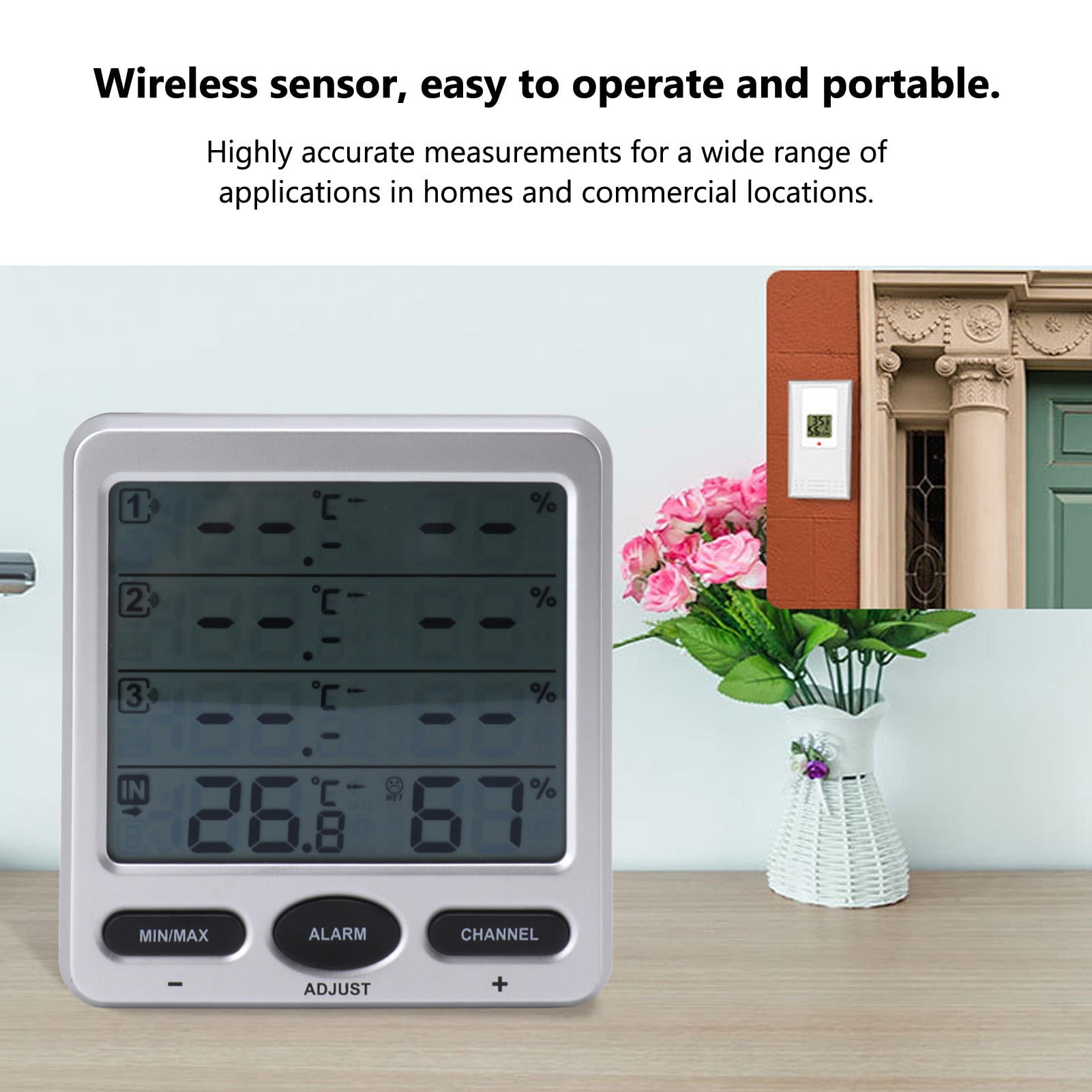 BIMZUC Wireless Thermohygrometer – 3‑Remote Sensors, High‑Precision Indoor/Outdoor Temp & Humidity Monitor, Smart Record, Portable