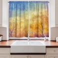 thumbnail image 2 of Ambesonne Nature Kitchen Curtains, Autumn Trees Gulls Sky, 55"x39", Blue Marigold Yellow, 2 of 3