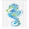 thumbnail image 3 of Ambesonne Seahorse Shower Curtain, Curvy and Wavy Forms, 69"Wx84"L, Lime Green Night Blue, 3 of 3
